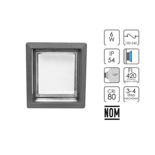 Lampara Cubo Sobreponer 12W 3K Blanco Cálido Para Exterior - Wattko